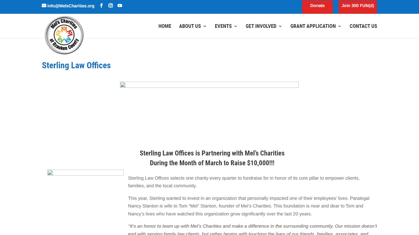 Sterling Law Offices - Mel's Charities